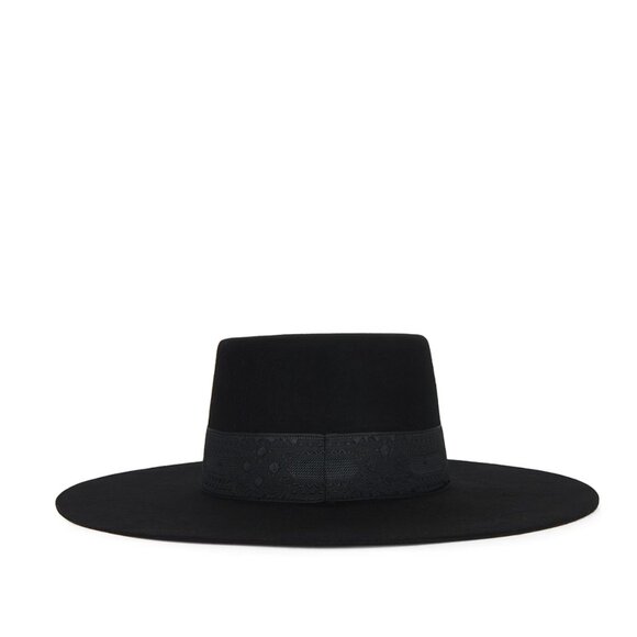 NEW Lack of Color The Sierra Boater Hat in Black Wool Wide Brim Boat